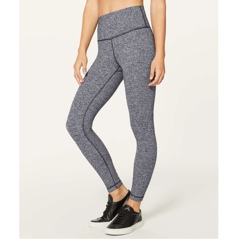 LULULEMON Wunder Under Hi-Rise 7/8 Tight - Heathered Gray Black Leggings sz 4